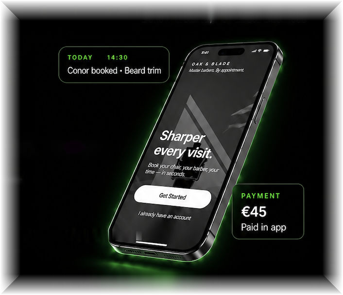 A branded barber booking app built by Aip Nua